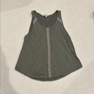 Elegant Embroidered Green Tank Top